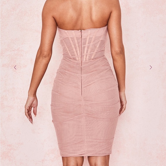 House of CB Leila Blush Mesh Corset Mini Dress| Size XS| No Tags, Not Worn - Picture 4 of 13